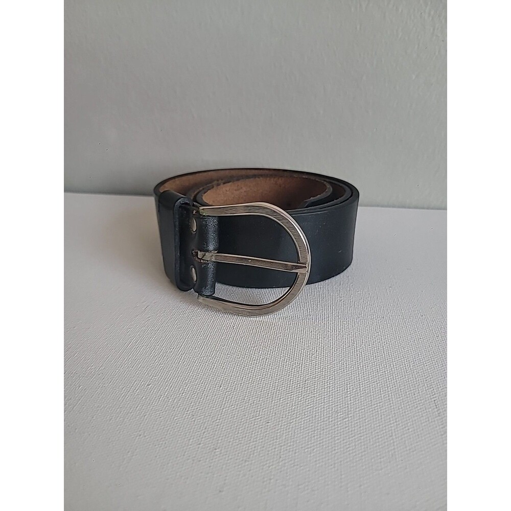 Distresses Black Leather Grunge Belt Sz 32